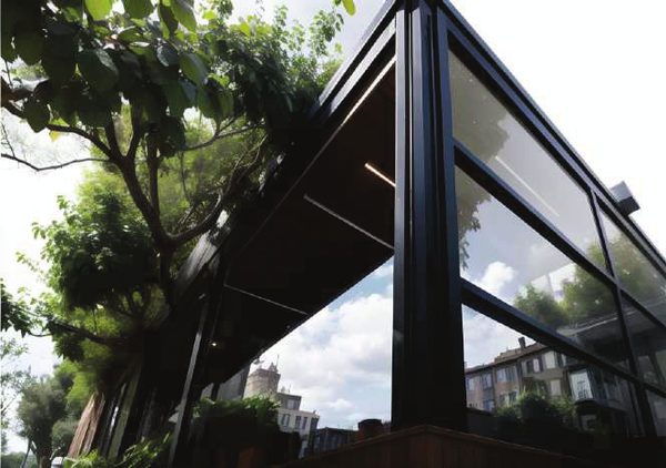 Extension vitrée en aluminium anthracite